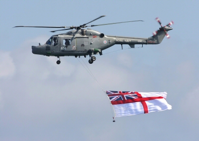 Navy Lynx flying the flag