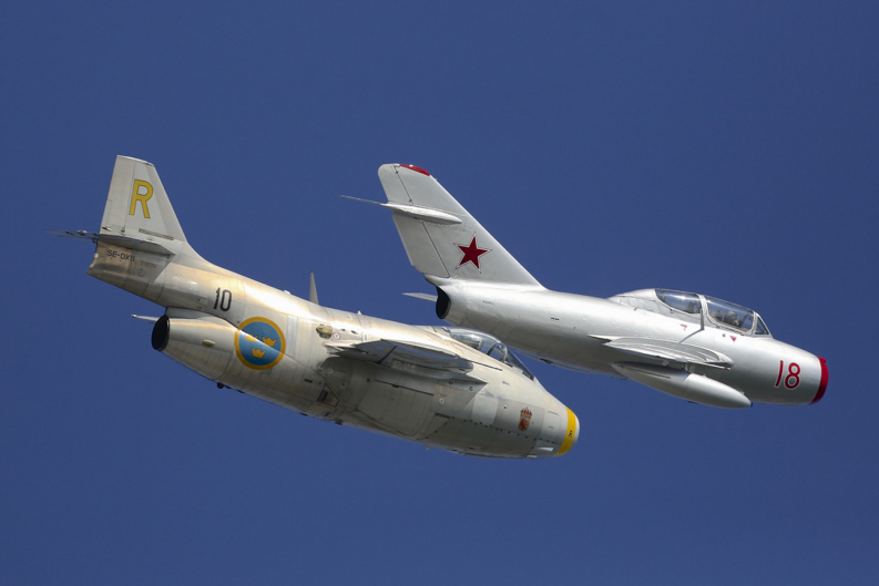 Mig 15 with Saab 29 Tunnan